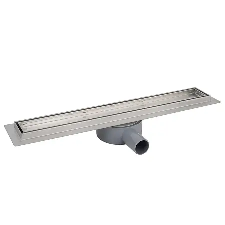 Душевой лоток AZARIO 650 мм, D40(50), решетка из нержавеющей стали "под плитку", металлический желоб, поворот 360°, комбинированный затвор (AZT3TILE650)