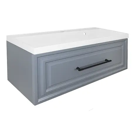 Комплект Тумба Azario LAURA 100 1000х450х455 подвесная, с раковиной CLASSIK 100, серый матовый, фурнитура черная (CS00104005)