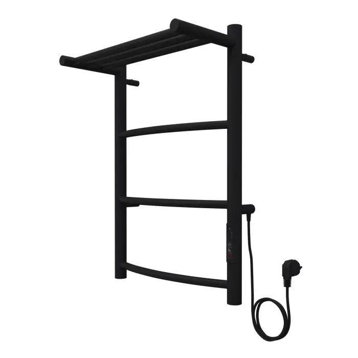 Полотенцесушитель электрический AZARIO VERONA 400/600 3 секции, с полкой, диммер справа, черный (AZ04846PB)