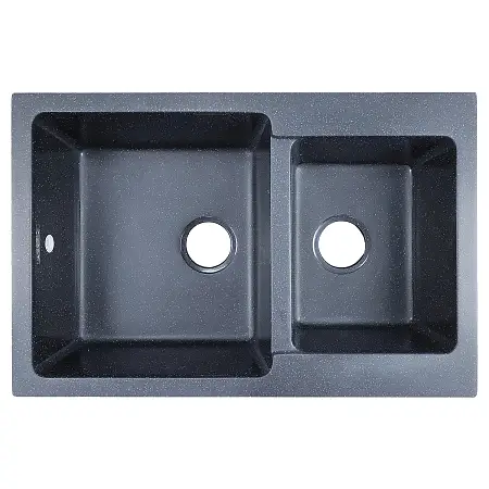 Кухонная мойка AZARIO Ostin 770x510х210 искусственный мрамор, двойная, сифон в комплекте, цвет черный (CS00105244)