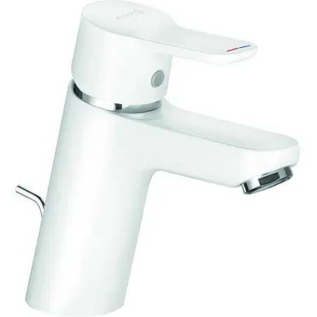 Смеситель для раковины KLUDI PURE&EASY 70 однорычажный, c донным клапаном, белый (373829165)