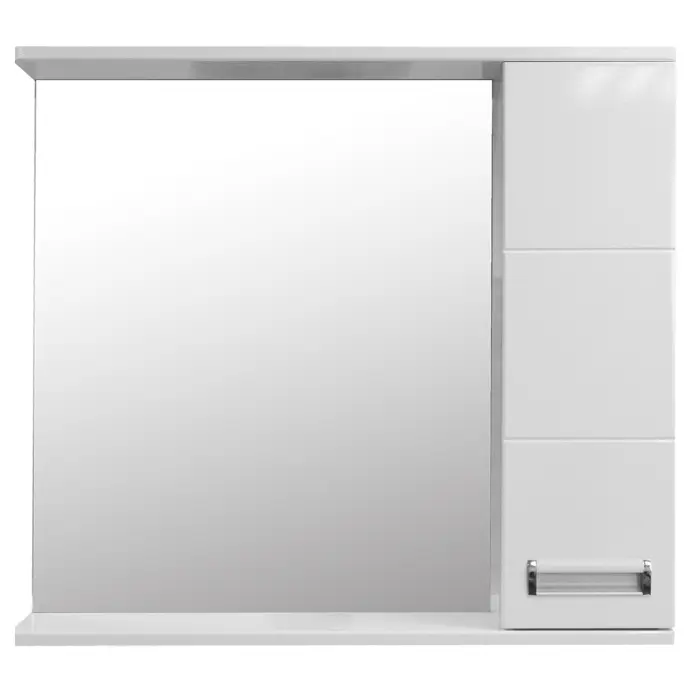 Зеркало-шкаф Loranto Дина 75, 750х700х140 правостороннее, белое (CS00049720)