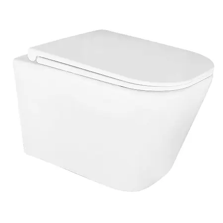 Унитаз подвесной Azario ESCONDA 345х490х350 безободковый, смыв "Скрытое Торнадо",  с быстросъемным сиденьем микролифт (AZ-2805E)