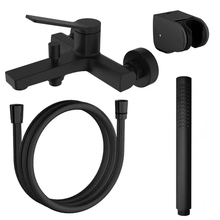 Смеситель для ванны и душа Azario VISE с ручным душем, керамический картридж, черный матовый (AZ-VSA238330PA)