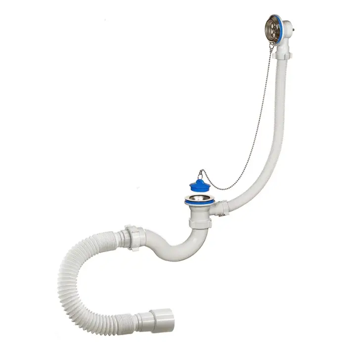 Слив-перелив для ванны ОРИО 1 1/2 х 40, с переливом и гибкой трубой 40-40/50 (А-40089)