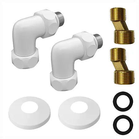 Угловое соединение для полотенцесушителей Azario уголок со сгоном 3/4"х1/2", белый (AZ83851FW)