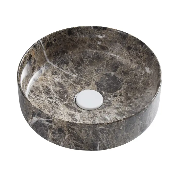Раковина-чаша Azario 355х355х120 накладная, круглая, темный мрамор (AZ-3134-M816)