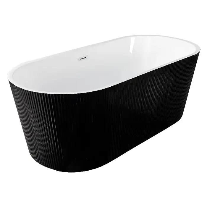 Ванна акриловая Loranto 1700х750х580 отдельностоящая, в комплекте с сифоном и опорными ножками, цве белый, с черной рифленой внешней стенкой (CS-03mB-170)