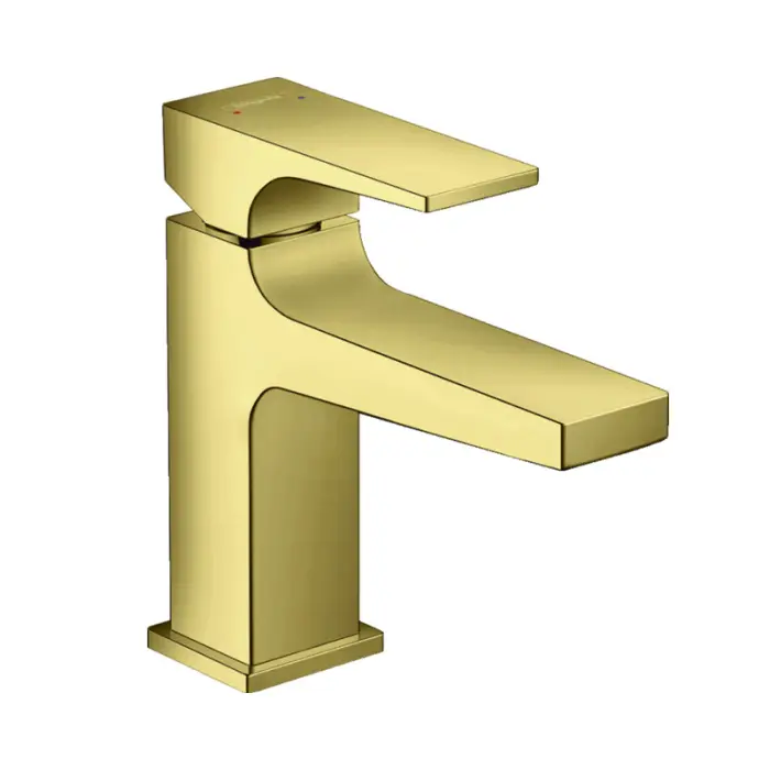 Смеситель для раковины 100, Metropol, однорычажный, с рычаговой рукояткой, со сливным клапаном Push-Open полированное золото 32500990