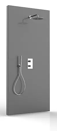 Душевой комплект Bossini TETIS: смеситель на 2 выхода, верхний душ Ø 250 мм, ручной душ ZEN с водорозеткой, шланг 150 см, цвет хром (M00761.030)