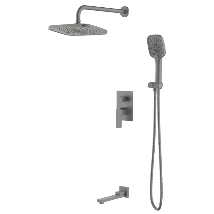 Душевая система Azario Arida скрытый монтаж, с изливом, керамический картридж, шланг 150 см, графит (AZ-K7354GR)