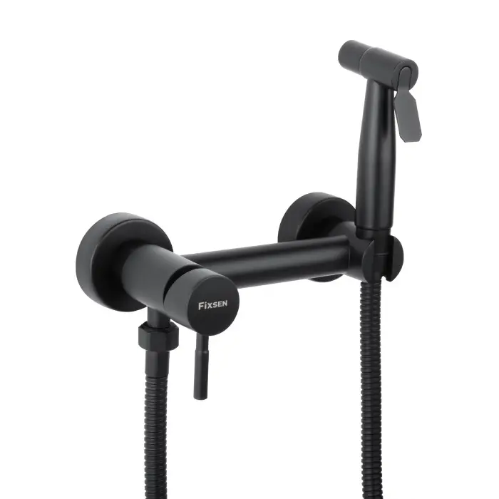 Смеситель с гигиеническим душем Fixen OXFORD однорычажный, керамический картридж, черный (FX-9505B)