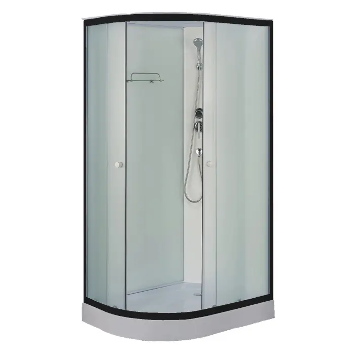 Душевая кабина Loranto 1180х780х2080 правосторонняя, белое заднее стекло, поддон 14 см, матовое стекло 4 мм, профиль черный (CS-877EBTM/W-120)