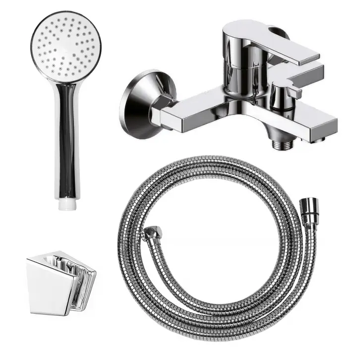 Смеситель для ванны LORANTO NORMA керамический картридж, с полным душевым набором, хром (LR30501001)