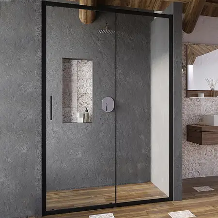 Душевая дверь Ravak Blix Slim BLSDP2-100 раздвижная, стекло Transparent, профиль Черный матовый (X0PMA0300Z1)