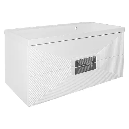 Комплект Azario ZENA Тумба 100/2 1000х450х585 подвесная, с раковиной CLASSIK 100, белый глянец, ручка хром (CS00096981)