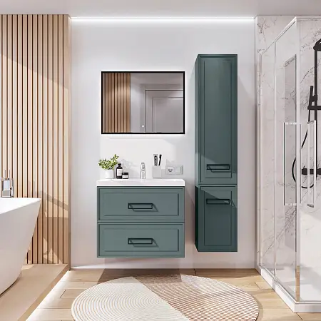 Комплект тумба Итана Pino 75 (744х474х640) подвесная, с раковиной Alisa 75 Веллюто, авокадо (CS00090015)