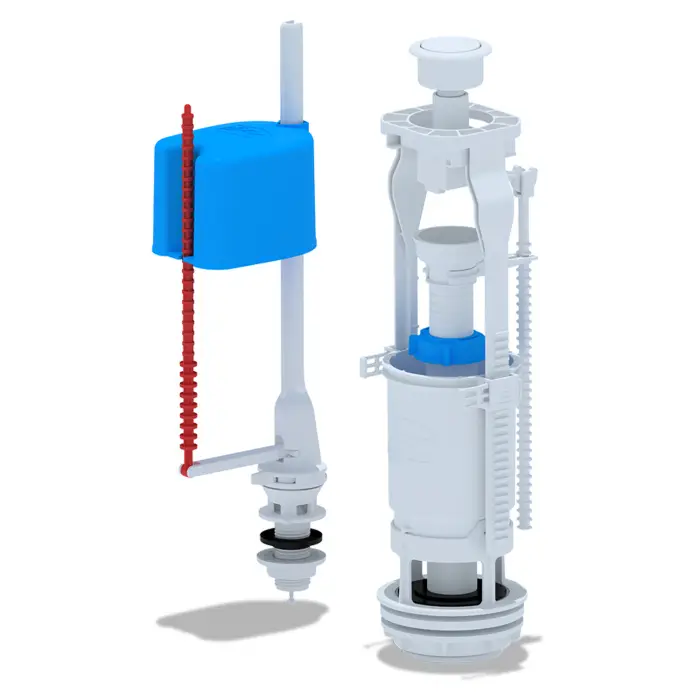 Набор с нижней подводкой Ани Пласт 1/2", с пластиковым штуцером кнопка белая эконом (WC6550)