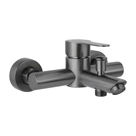 Смеситель для ванны Fixen NORDIC однорычажный, керамический картридж, с душевым набором, графит (FX-8803F)