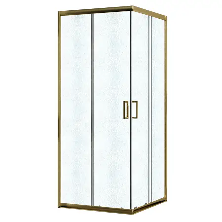 Душевое ограждение Azario PARIS 1000х1000х1950 стекло "Шиншилла" 5 мм, профиль брашированное золото (AZ-R06-100-BGL-CHC)