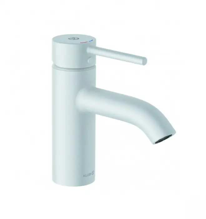 Смеситель для раковины KLUDI BOZZ WHITE с донным клапаном, белый матовый (382665376)