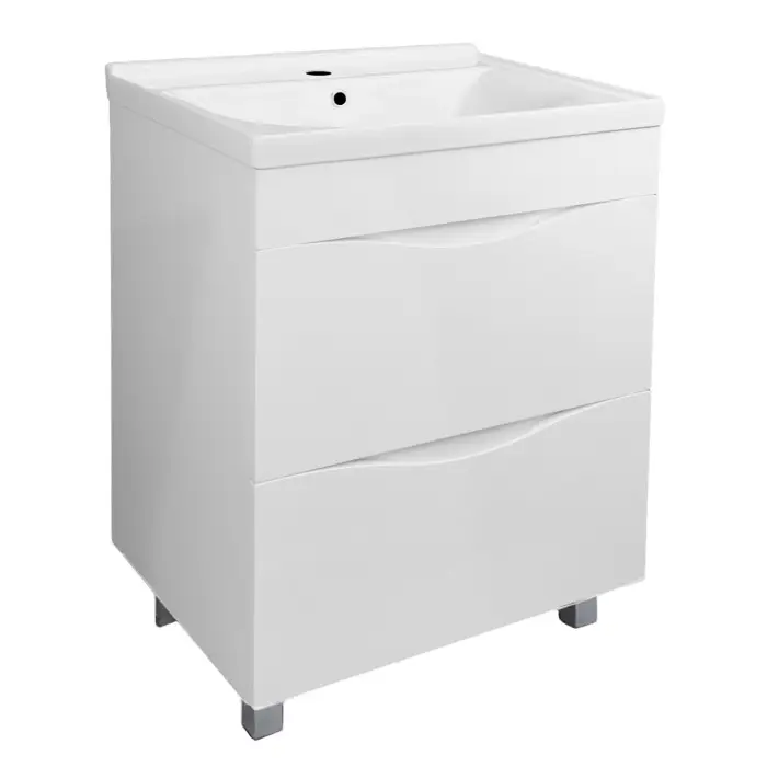 Комплект Тумба Loranto Santorini 60 610х460х810 напольная, с раковиной MONTE Neo 60, Белый Глянец (CS00105567)