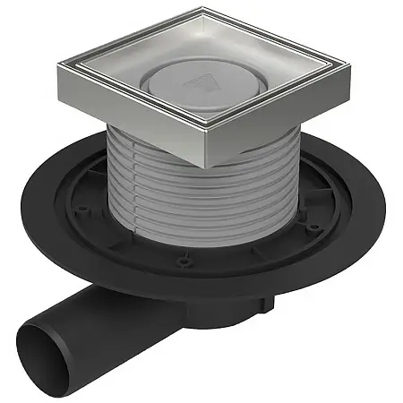 Душевой трап Azario 125х125 Dn 50 горизонтальный выпуск, с решеткой под плитку, гидрозатвором (AZ-C381 A)