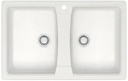 Кухонная мойка AZARIO Элмас 780х500х190 двойная, искусственный мрамор, цвет белый (CS00078329)
