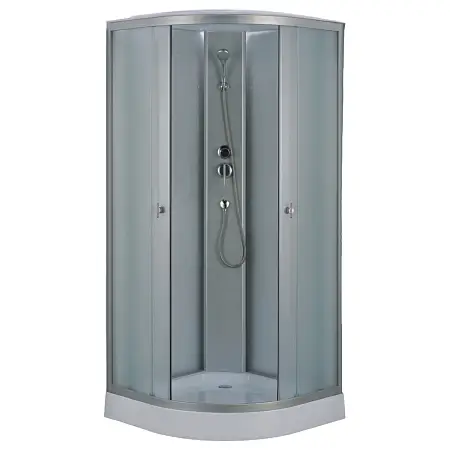 Душевая кабина Loranto 980х980х2150 белое заднее стекло, поддон 14 см, матовое стекло 4 мм, профиль хром матовый (CS-981TM/W-100)