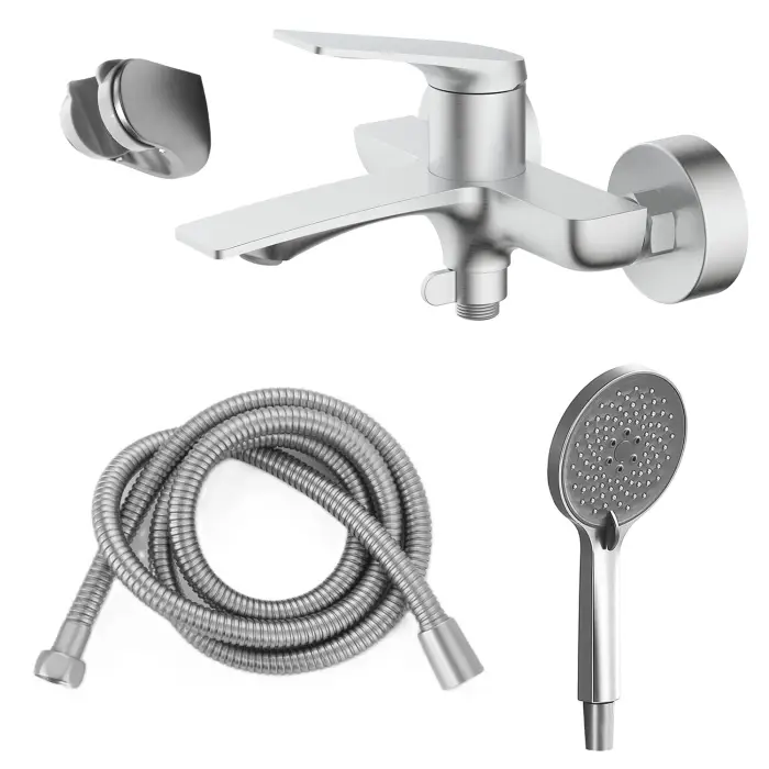 Смеситель для ванны Azario Lursy с ручным душем, керамический картридж, шланг 150 см, сатин (AZ-K3049BN)