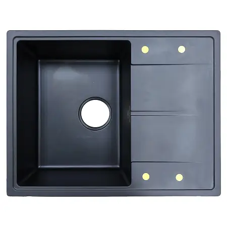 Кухонная мойка AZARIO Tavas 620х480х197 кварцевая, прямоугольная, сифон в комплекте, цвет Черный (CS000976724)