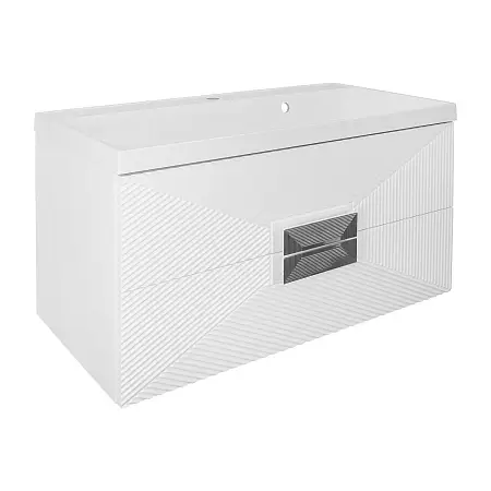 Комплект Azario ZENA Тумба 80/2 800х450х585 подвесная, с раковиной CLASSIK 80, белый глянец, ручка хром (CS00097031)