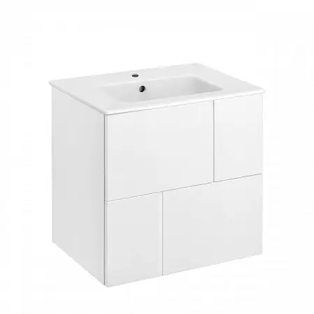Комплект: Тумба под раковину Roca Pilar 60 подвесная, 2 ящика + раковина VICTORIA-N 600х460, белый  (Z.RU93.1.044.6)