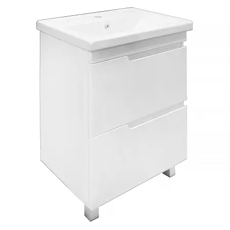 Комплект Тумба Azario KANTRI 60/2Н 605х405х870 напольная, с раковиной Фостер 60, белый глянец (CS00097250)