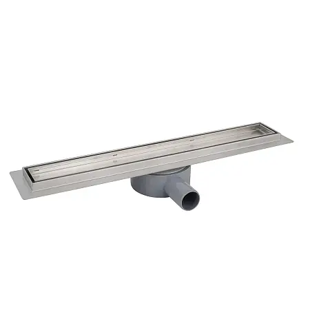 Душевой лоток AZARIO 500 мм, D40(50), решетка из нержавеющей стали "под плитку", металлический желоб, поворот 360°, комбинированный затвор (AZT3TILE500)