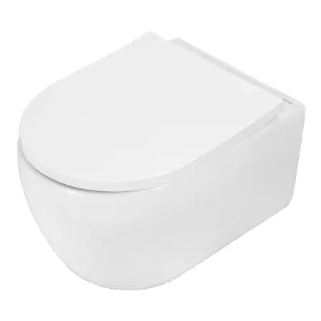 Унитаз подвесной Azario Rime 490х360х360 безободковый, система смыва "Скрытое Торнадо", в комплекте с быстросъемным сиденьем "Микролифт" (AZ-1683WHD)