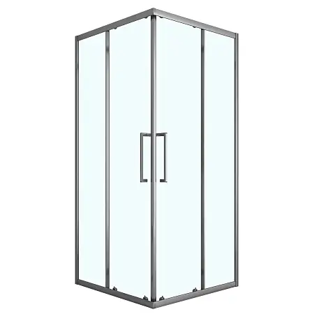 Душевое ограждение Loranto 90x90x190 раздвижная дверь, прозрачное стекло 6 мм, профиль серый матовый (CS-AB01GG-90)