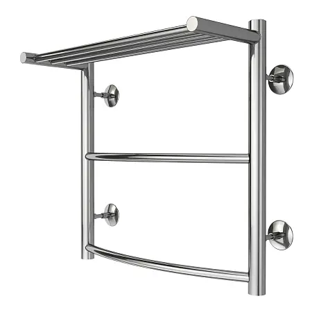Полотенцесушитель водяной AZARIO Верона 500/500 с полкой, 2 секции, нижнее/диагональное подключение, 1/2", хром (AZ04155P)