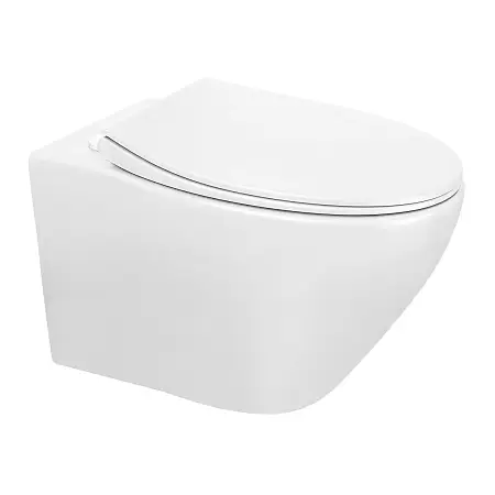 Унитаз подвесной Azario Керас Вайт 370х520х360 безободковый, с быстросъемным сиденьем микролифт, белый глянцевый (AZ-99046W)