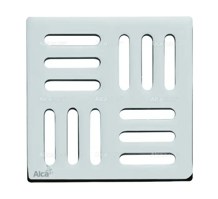 Дизайновая решетка Alca plast 102×102×5, хром (MPV001)