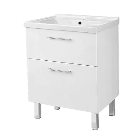 Комплект Azario Тумба Ника 60 Н 600х470х815 Напольная с раковиной "Monte Neo 60", белый глянцевый (CS00106459)