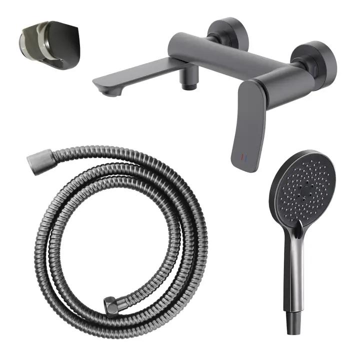 Смеситель для ванны Azario Escaro с ручным душем, керамический картридж, шланг 150 см, графит (AZ-K3074GR)